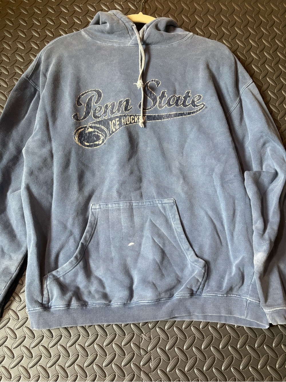 Vintage Penn State Ice Hockey Hooded Sweatshirt - Faded Blue